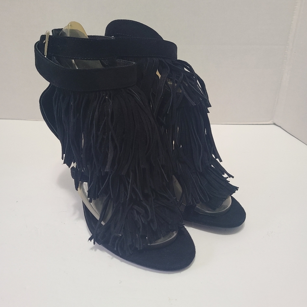 Jeffrey Campbell Tornado Fringed Suede Ankle Strap Heel Sandal NWT Size 8
